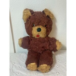 Vintage Musical Wind-Up Teddy Bear Plush Toy 12.5" Working Mechanism